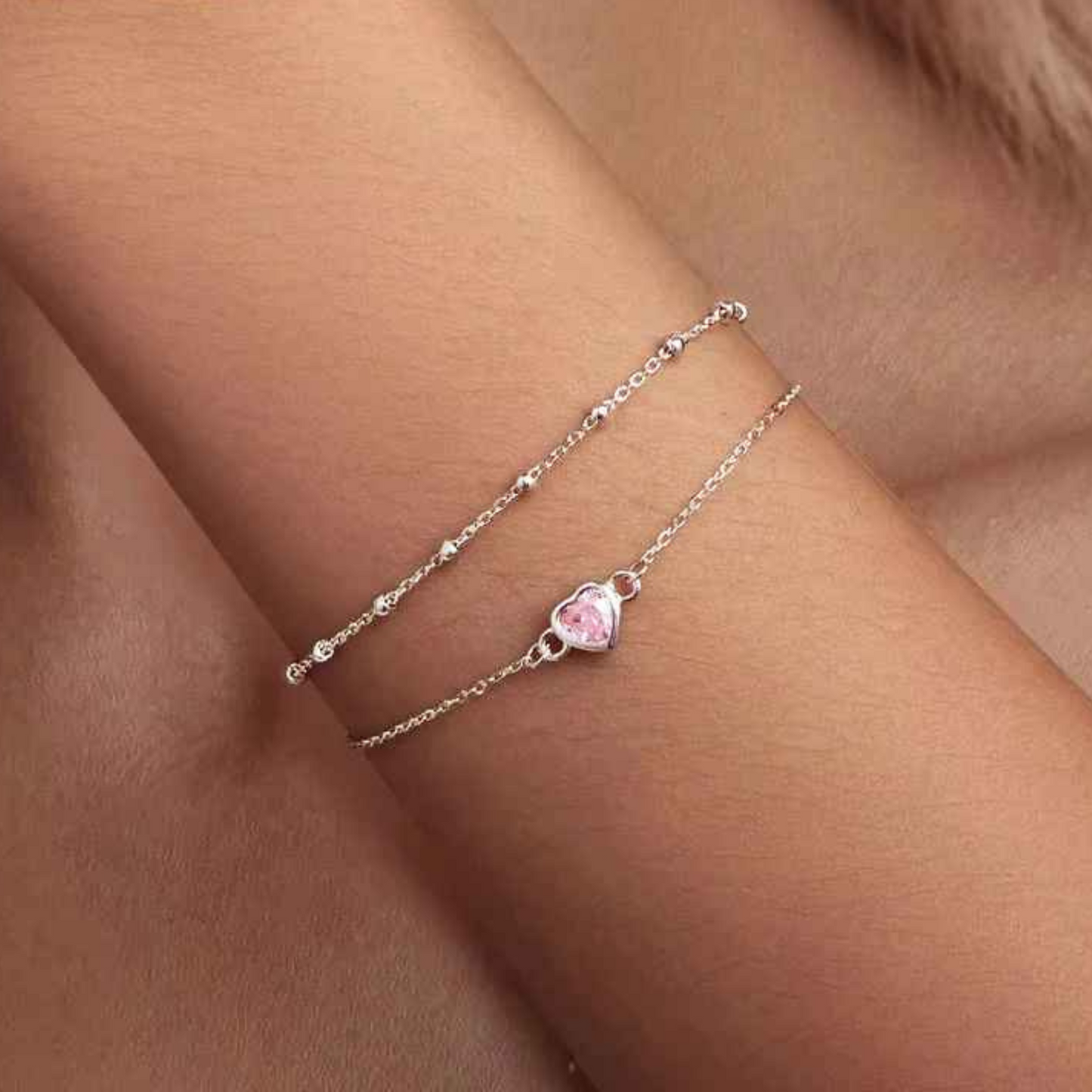 PULSERA CORAZÓN ROSA