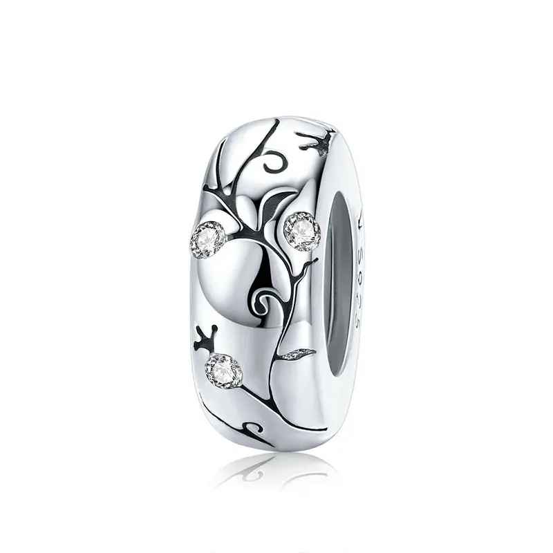 Charm Clip Plata 925 – Ramas Florales con Circonias