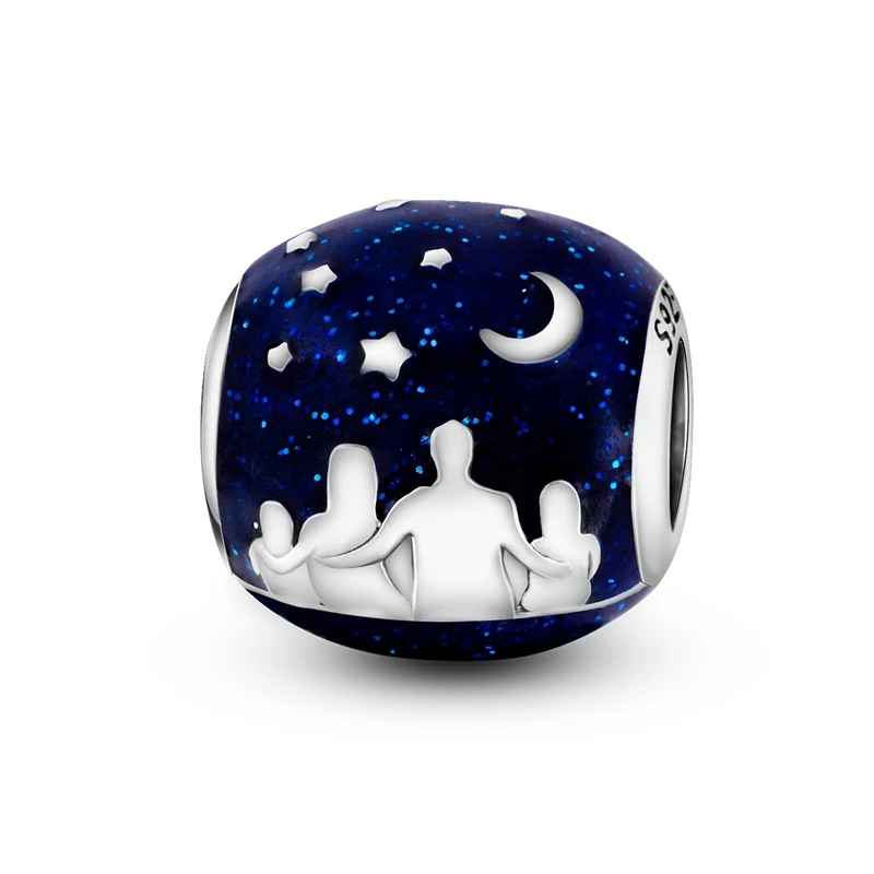 🌌 Charm Familia con Cielo Estrellado en Plata 925 🌌