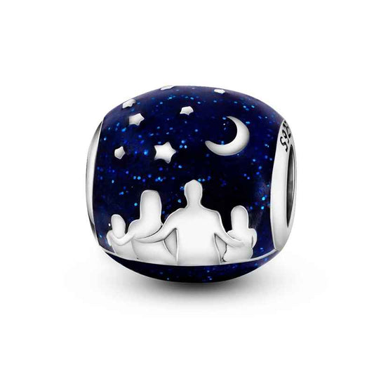 🌌 Charm Familia con Cielo Estrellado en Plata 925 🌌