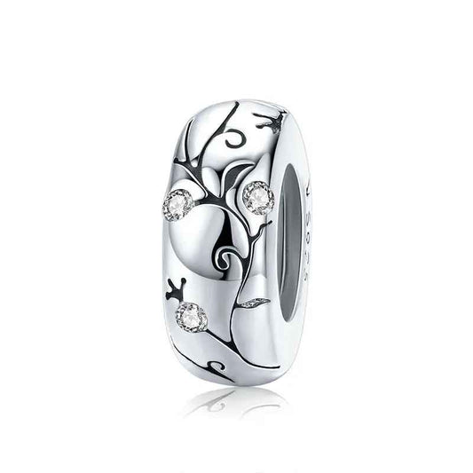 Charm Clip Plata 925 – Ramas Florales con Circonias
